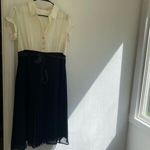 Signature by Robbie Bee Black and Cream Knee-Length Cocktail Dress L (estimated)